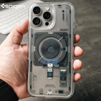 Spigen 3D立體特別款電路圖適用蘋果iphone16/15/14/13/12ProMax手機殼MagSafe磁吸保護套矽膠全包防摔透明