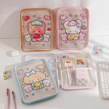 Hisocute新品卡通透明平板電腦包少女10.5寸11寸ipad收納包手拿包