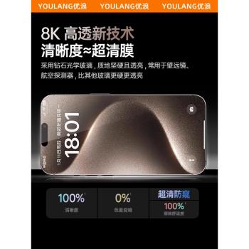 康寧玻璃適用蘋果16ProMax鋼化膜防窺無塵倉貼膜防摔iPhone16新款手機膜秒貼16Plus全屏覆蓋高畫質增透保護全包
