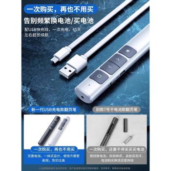 ppt翻頁筆教師用多功能鐳射翻頁筆電子遙控器可充電幻燈片播放電腦講課專用控制投影儀上課演講課件紅外線筆