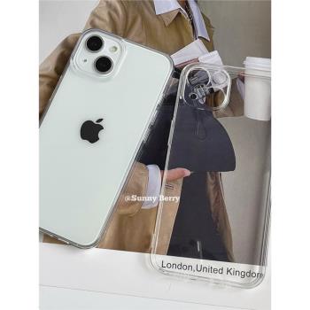 韓國ins高品質極簡經典透明高畫質適用蘋果16proMax手機殼iphone15全包鏡頭13軟殼xr防摔14plus矽膠保護套12pro
