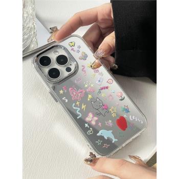 TWOM 可愛鏡面手機殼適用iphone16promax手機殼少女卡通蘋果15promax保護殼個性創意14日韓ins風13不撞殼