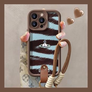 適用小米14手機殼新款潮牌斑馬紋xiaomi13pro外殼美拉德小羊皮12x/s高階感小眾11青春10s矽膠軟殼紅米k70手繩