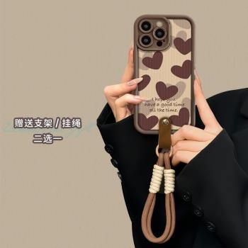 適用蘋果16秋冬手機殼iphone16promax新款小羊皮不撞款15Pro全包鏡頭保護套14plus女13pm小眾高階感12防摔lv