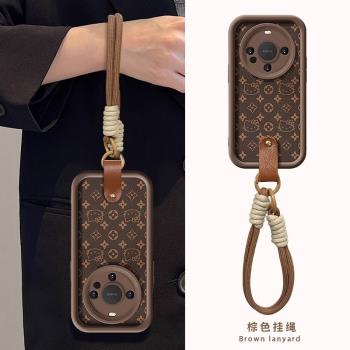 適用蘋果16手機殼秋冬新女款滿屏凱蒂貓iPhone15promax外殼帶掛繩高階時尚14pro全包防摔氣質12咖色小羊皮ins