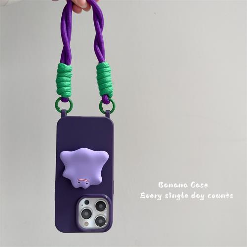 BananaCase小眾ins風高級紫色適用15promax蘋果14pro手機殼iPhone13可愛紫幽靈支架16plus手繩16promax軟殼12
