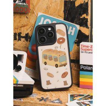 創意卡通小熊麵包車~適用蘋果15promax手機殼iphone15新款15pro可愛16promax萌系14pro磁吸充電殼14保護套13