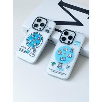 原創卡通magsafe磁吸適用iphone15手機殼蘋果14promax/12男女新款矽膠小眾情侶13無線充電個性創意可愛防摔11