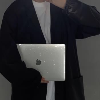 蘋果電腦保護套適用macbookpro保護殼16寸M2透明閃粉保護套macbook簡約外殼air14寸2023新款macpro輕薄殼