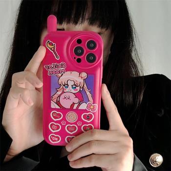 美少女大哥大造型適用iPhone14promax蘋果13手機殼12保護套11pro矽膠X全包7/8plus創意xr網紅12mini軟殼14max