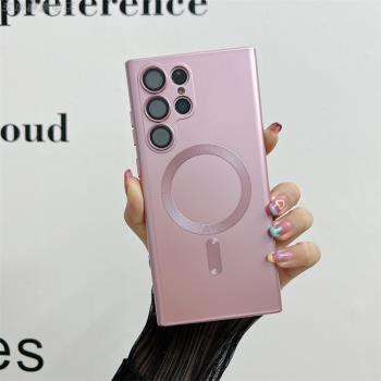 適用三星s23Plus彩色矽膠磨砂手機殼s23Ultra全包鏡頭s22Plus超薄TPU軟殼s22Ultra直邊立體Magsafe磁吸無線充
