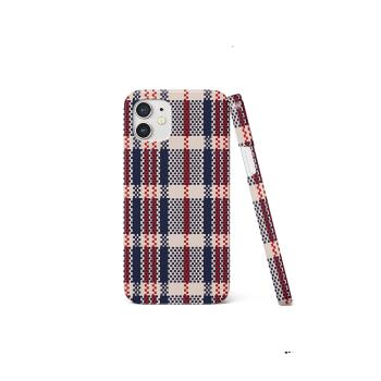 棕紅撞色格紋適用iPhone16手機殼蘋果15/14/13/12Promax日韓ins風韓國菲林二合一全包防摔保護外套女新款硬殼