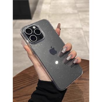 【星空閃粉】適用iphone15pro手機殼蘋果14proMax超薄硬殼高品質13pro全包大孔防摔12新款網紅Max保護套女16