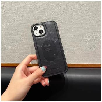 暗黑風個性蘋果手機保護殼iPhone16promax復古風14pro真皮13pro時尚商務12promax小眾11創意手機殼