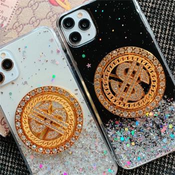 旋轉美金適用蘋果12Pro手機殼iPhone16閃粉15Promax矽膠X/xr女款14Pro滴膠閃粉13pm矽膠保護套15軟殼14高階感
