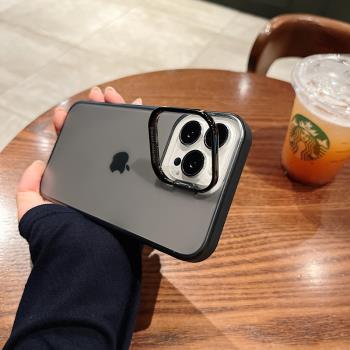 隱形支架適用iPhone15手機殼新款蘋果16promax高階感14pro防摔iphone13透明15plus磨砂12Max情侶11男女mini套