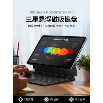 三星SamsungGalaxyTabS10/987fe+平板電腦便攜懸浮妙控12.4英寸鍵盤保護套無線觸控磁吸藍牙帶筆槽七彩背光