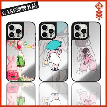 CASE浴巾女孩適用iPhone16Promax蘋果15Pro手機殼12鏡面13潮牌14P防摔套15Promax個性16Pro創意Plus可磁吸11