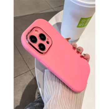 電鍍鏡圈橢圓適用蘋果16手機殼iphone15promax新款ip15簡約純色13防摔氣囊12保護套14情侶款16pro矽膠13pm軟
