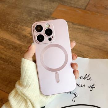 極簡高階感磁吸充電鏡頭膜適用蘋果15promax手機殼iPhone15pro矽膠軟殼14promax新款13pro奢華12全包11防摔女