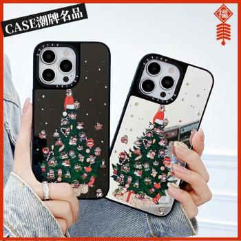 CASE蠟筆小新聖誕樹適用iPhone16Promax蘋果15Pro手機殼12鏡面13潮牌14防摔套15Promax個性16Pro可磁吸Plus女