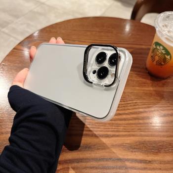 鏡頭隱形支架適用iPhone16手機殼新款蘋果15promax高階感14pro男女15Plus簡約iphone13情侶12max透明11磨砂套