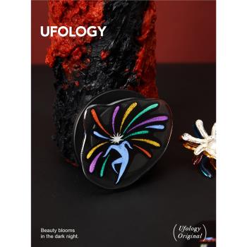 Ufology原創磁吸氣囊支架桌面多功能支撐懶人magsafe旋轉煙花小人
