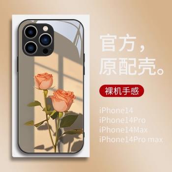 日本Sunalko潮牌窗影花朵蘋果14pro手機殼新款iPhone13超薄玻璃14max全包防摔12promax文藝氣質11小清新13pro