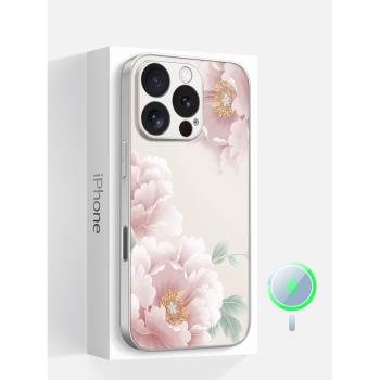 適用於蘋果iphone16promax女15plus手機殼magsafe磁吸14pm小眾13創意12超薄xs矽膠全包邊框中國風保護套新款