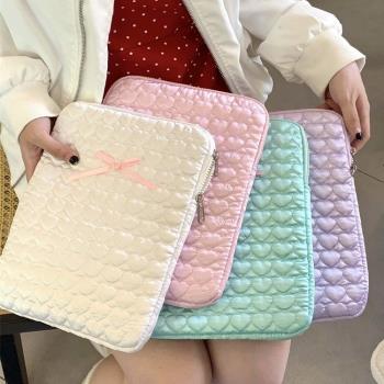 韓國ins刺繡桃心可愛蝴蝶結ipad平板電腦包11/13寸筆記本收納包