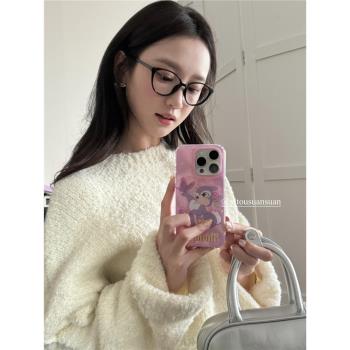 一頭蒜蒜|可愛ins少女紫粉色桑普兔蝴蝶卡通雙層手機殼iPhone15promax全包邊14蘋果13防摔12保護清新新款小眾
