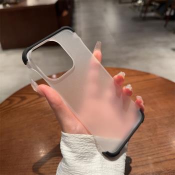 【矽膠無邊框】半透明適用蘋果16/15promax手機殼磨砂iPhone14pro氣囊防摔軟13promax簡約高階感ip16pro新款