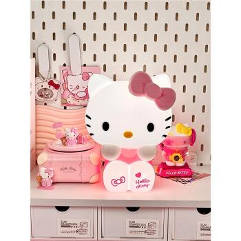 三麗鷗HelloKitty矽膠小夜燈臥室睡眠氛圍燈生日禮物實用禮品女孩便攜燈床頭燈卡通拍拍燈學生禮物送女友