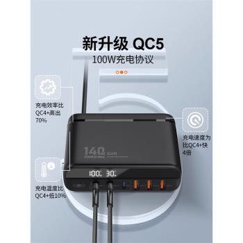 氮化鎵140W充電器USB多口大功率工作室桌面充電站樁100W筆記本電腦手機多孔PD快充頭type-c插頭電源排插座