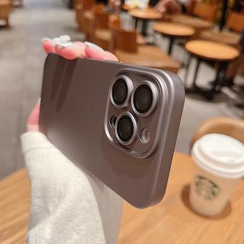 iPhone15Pro手機殼蘋果13ProMax自帶鏡頭膜14Plus新款12pm保護套全包防摔超薄por男女硬殼十四的適用磨砂純色
