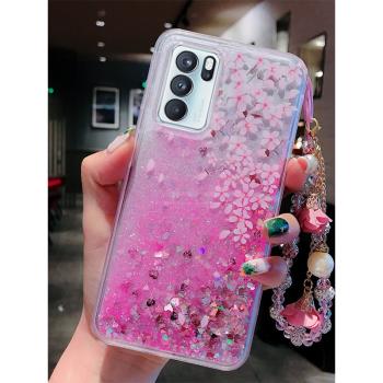 適用於oppoReno6手機殼個性Reno6pro創意液體流沙Reno6pro+矽膠全包防摔