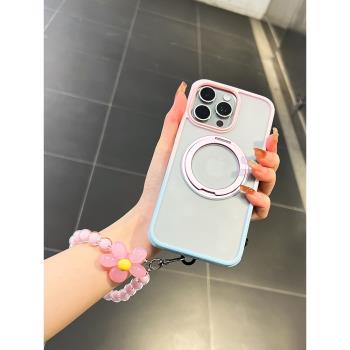 原調新款適用iPhone15promax支點手機殼14手機套蘋果15plus保護套13磁吸旋轉12防摔殼2024女款掛繩情侶高階感