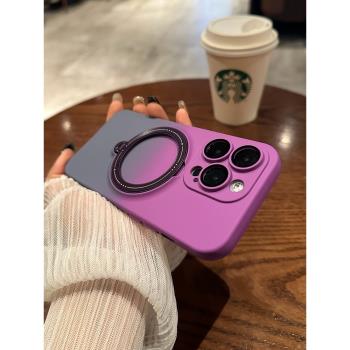 小眾高階感旋轉支架磁吸充電適用蘋果16promax手機殼iPhone16pro網紅15全包鏡頭膜15promax矽膠14p防摔13女12
