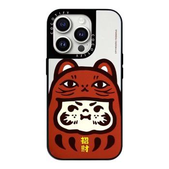 CASE鏡面PP幸運招財小貓達摩15適用Phone14ProMax蘋果13Pro網紅可愛12防摔phone15pro磁吸手機殼