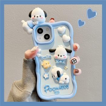 適用蘋果14promax手機殼iPhone13立體趴趴玉桂狗11軟矽膠12可愛15卡通14pro網紅女新款13pro手機套plus超火爆