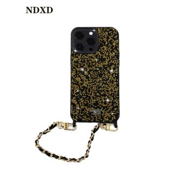 新款蘋果16promax掛鏈手機殼掛繩黑色iPhone15全包矽膠手鏈奢華超閃保護殼14水鉆滿鉆輕奢適用小眾13手機套女
