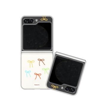 蝴蝶結適用三星zflip6手機殼zflip5折疊屏4代翻蓋心繫天下W24全包透明防摔女新款超薄日韓風高階感保護套硬
