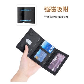 跨境皮革magsafe磁吸卡包適用蘋果16手機背貼卡套iPhone15 13 14手機支架可插卡歐美商務男女款左右開錢包款