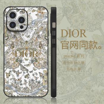 大牌奢華蝴蝶花卉適用iPhone16Promax手機殼皮質蘋果15Pro高階感13Pro防摔14Promax全包15Promax女款12輕奢16
