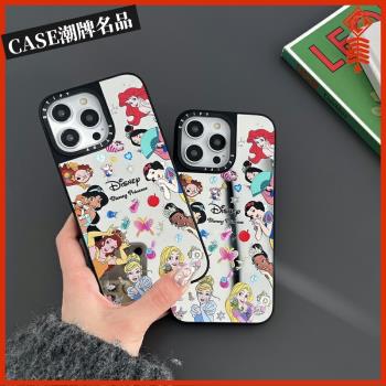 CASE迪士尼公主適用iPhone16Promax蘋果15Pro手機殼12鏡面13潮牌14防摔套15Promax個性16Pro女款Plus可磁吸11
