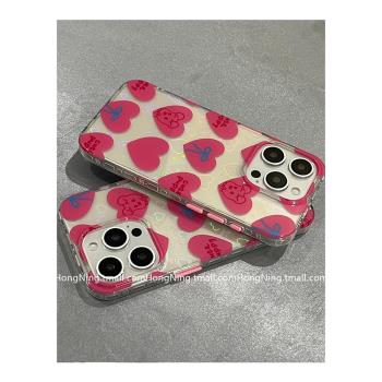 後勤高階&小眾ins風甜妹愛心新款個性適用於iphone16pro max手機殼蘋果15/14/13/12矽膠防摔全包創意軟殼簡約