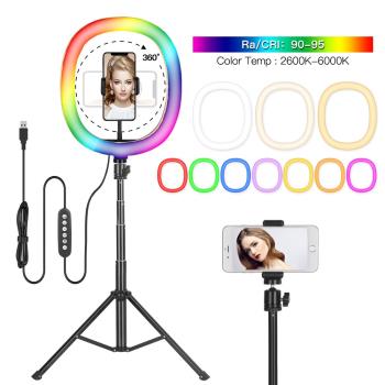 led環形補光燈支架網紅手機電腦新品便攜rgb10寸俯拍補光裝置