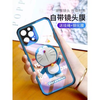 鏡頭全包蘋果15promax手機殼新款iphone13防摔14卡通11可愛12pro藍胖子14plus透明玻璃xr情侶max保護套7創意8