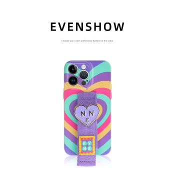 EVENSHOW高階原創新款多巴胺循環愛心不撞款手機殼適用於蘋果iphone12/13/14promax小眾高階防摔全包保護套女