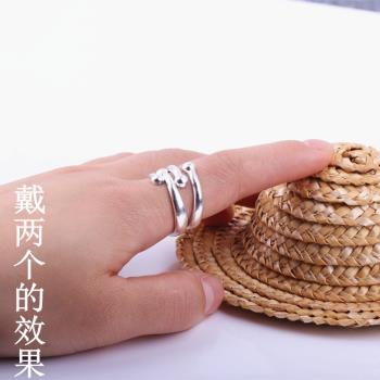 足銀戒指9999男情侶女純銀個性開口單戒實心光面簡約活口對戒食指